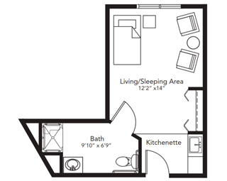 Large studio floorplan